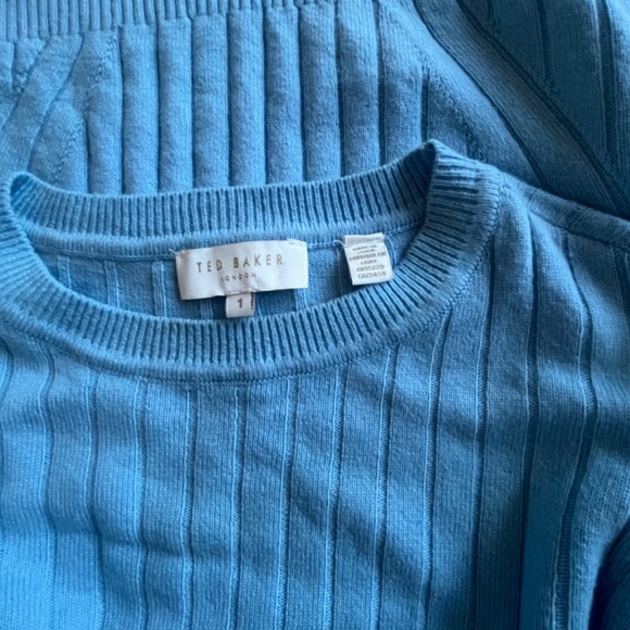 TED BAKER Bubless Extreme Puff Sleeve Knit Cocktail Blue Sweater Jumper Top - Picture 15 of 16